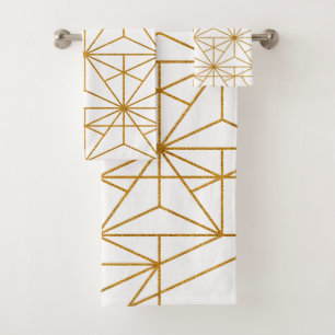 motif géométrique Art déco blanc et or
