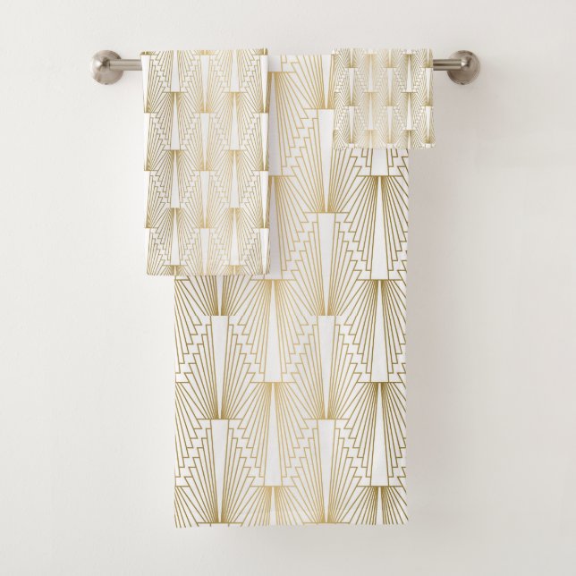 Motif géométrique Art déco or et blanc (En situation)