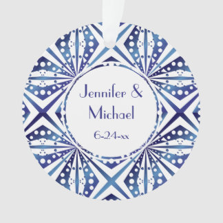 Motif géométrique bleu et blanc personnalisable