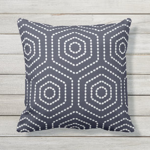 Motif géométrique bleu marine Coussins extérieurs