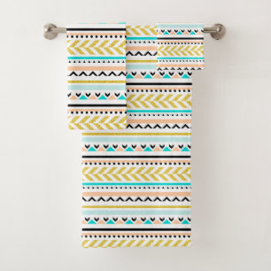 Motif géométrique bleu or inspiré Aztec