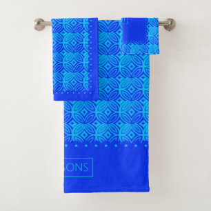 Motif géométrique, bordures à échelles tons bleus
