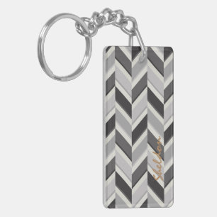 Motif géométrique chevron gris moderne monogramme