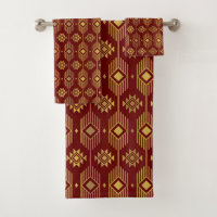 Motif géométrique de l'ikat ethnique rouge et or