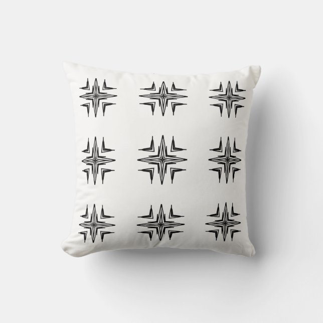 Motif géométrique étoile noir blanc coussin (Recto)
