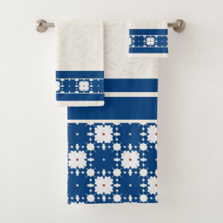 Motif géométrique floral en relief bleu marine
