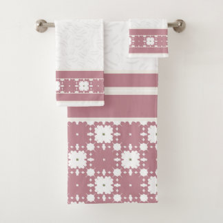 Motif géométrique floral en relief Rose Poussiéreu