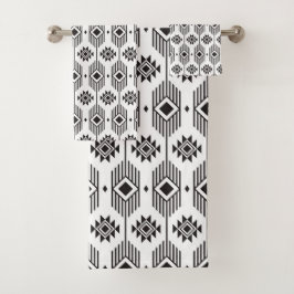 Motif géométrique ikat noir et blanc