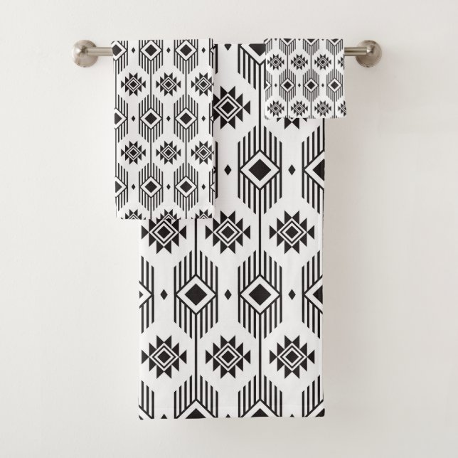 Motif géométrique ikat noir et blanc (En situation)