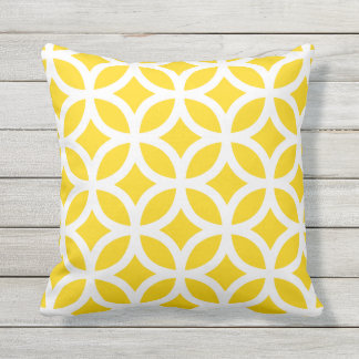 Motif géométrique jaune soleil Coussins extérieurs