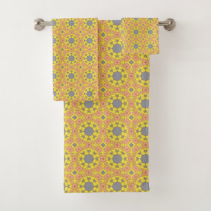 motif géométrique jaune vibrant avec du bleu et du