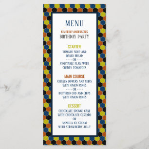 Motif géométrique lumineux, Menu d'anniversaire mo