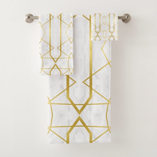 motif géométrique Marbre blanc et or (En situation)