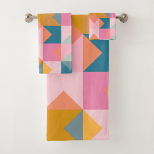 Motif géométrique mignon en rose Turquoise et ja