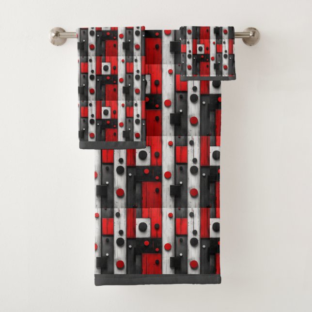 Motif géométrique moderne noir gris blanc rouge (En situation)