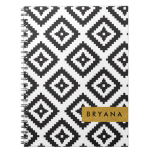 Motif géométrique noir et blanc Carnet personnalis