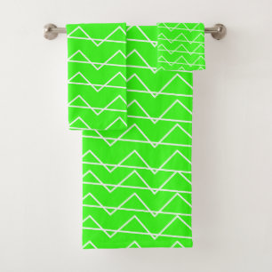 Motif géométrique rayé Chevron néon vert blanc