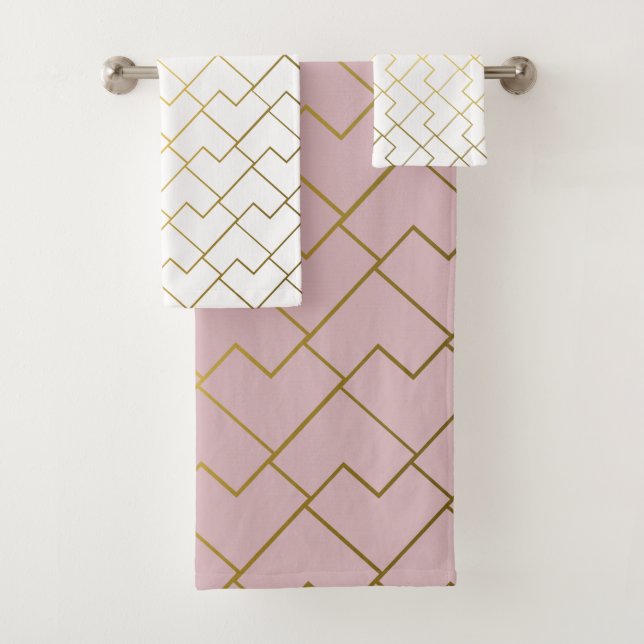 Motif Géométrique Rose Or Et Blanc (En situation)