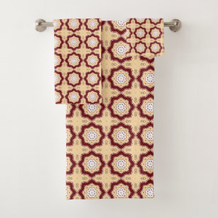 Motif géométrique rouge bleu et beige