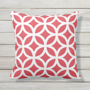 Motif géométrique rouge pavot Coussins extérieu