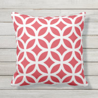 Motif géométrique rouge pavot Coussins extérieurs