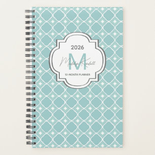 Motif géométrique sarcelle Monogramme personnalisé