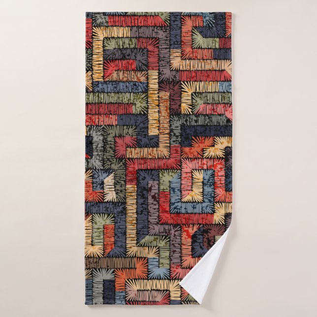 Motif géométrique transparent brodé. Ethnique et (Serviette de bain)