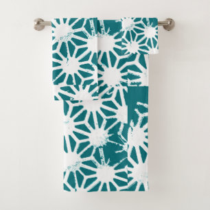 motif géométrique turquoise et blanc