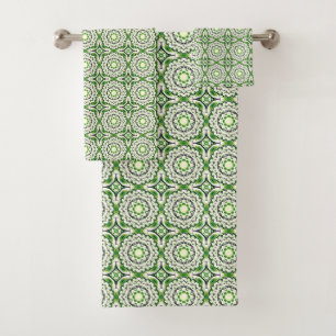 Motif géométrique vert et blanc