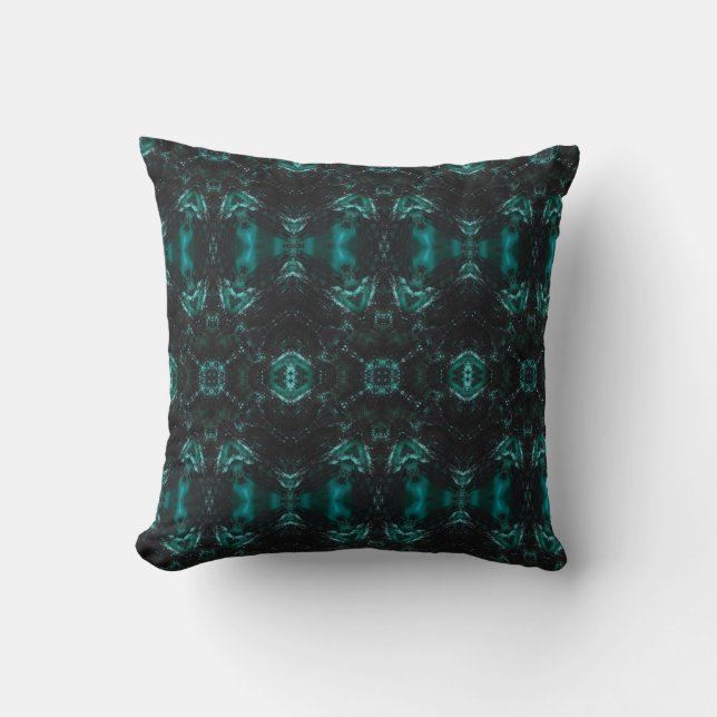 Motif géométrique vert foncé coussin d'art abstrai (Recto)