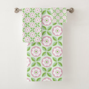 Motif géométrique vert rose rétro