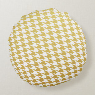Motif Gold Houndstooth Coussin rond