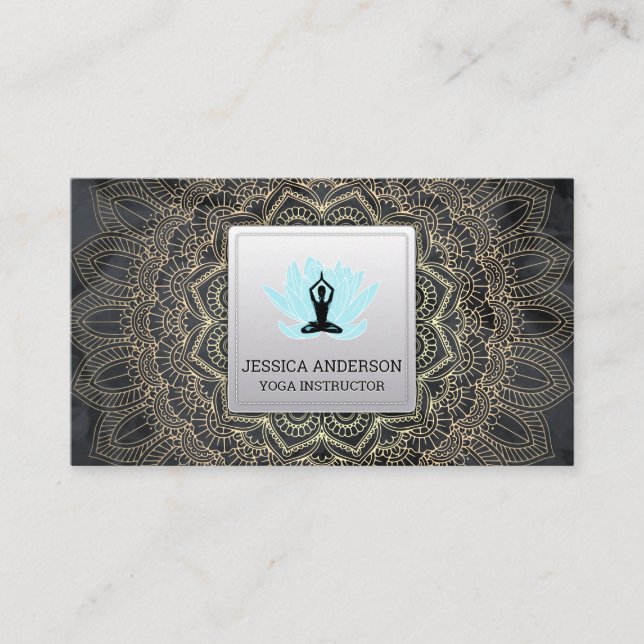 Motif Gold Mandala | Lotus Pose Carte de visite (Devant)