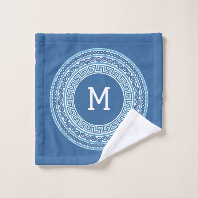 Motif grec Monogramme personnalisé (Gant de toilette)