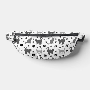 Motif Gris Silhouette Chats Pawprints