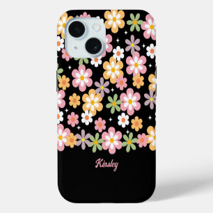 Motif Groovy Daisy avec nom Noir