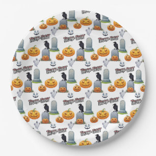 Motif Halloween sur assiettes en papier