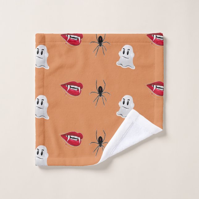 Motif Halloween sur marron (Gant de toilette)