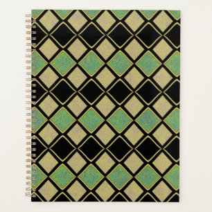 Motif Harlequin en Or, Vert et Noir 