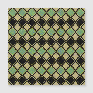 Motif Harlequin Vert et Or Carte Magnétique