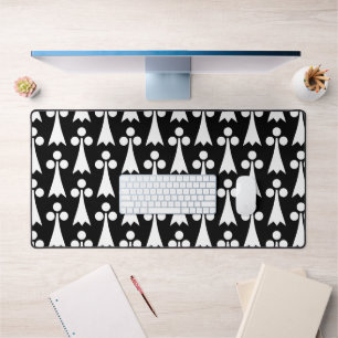 Motif Hermine, Motif Médiéval, Blanc sur Noir