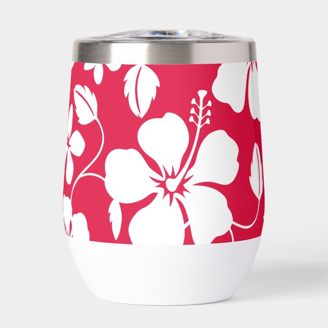 MOTIF HIBISCUS HAÏIEN (HULA) EN ROUGE (Avant)
