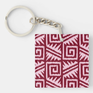 Motif Ikat Aztec - Bourgogne et rose