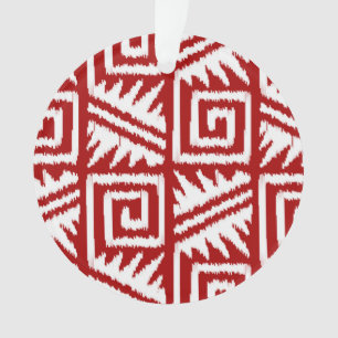 Motif Ikat Aztec - Rouge foncé et blanc