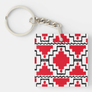 Motif Ikat Aztec - Rouge, Noir et Blanc