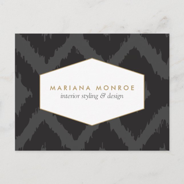 Motif Ikat dans Dark Grey Designer Carte postale (Devant)