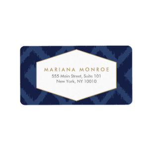 Motif Ikat dans Étiquette de adresse de Blue Desig