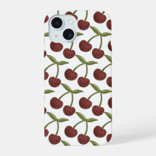 Motif illustré vintage cerise sur fond blanc