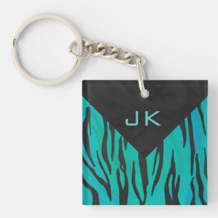 Motif imprimé noir et sarcelle Monogram Tiger
