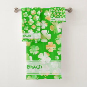 Motif irlandais au hasard vert/blanc/orange Shamro